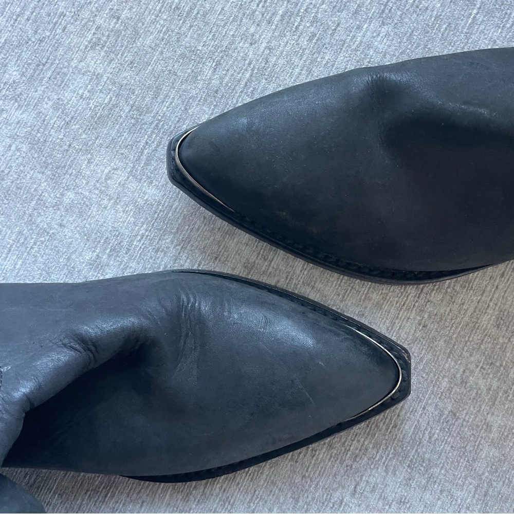 Black Leather Cowboy Boots - Picture 2 of 5